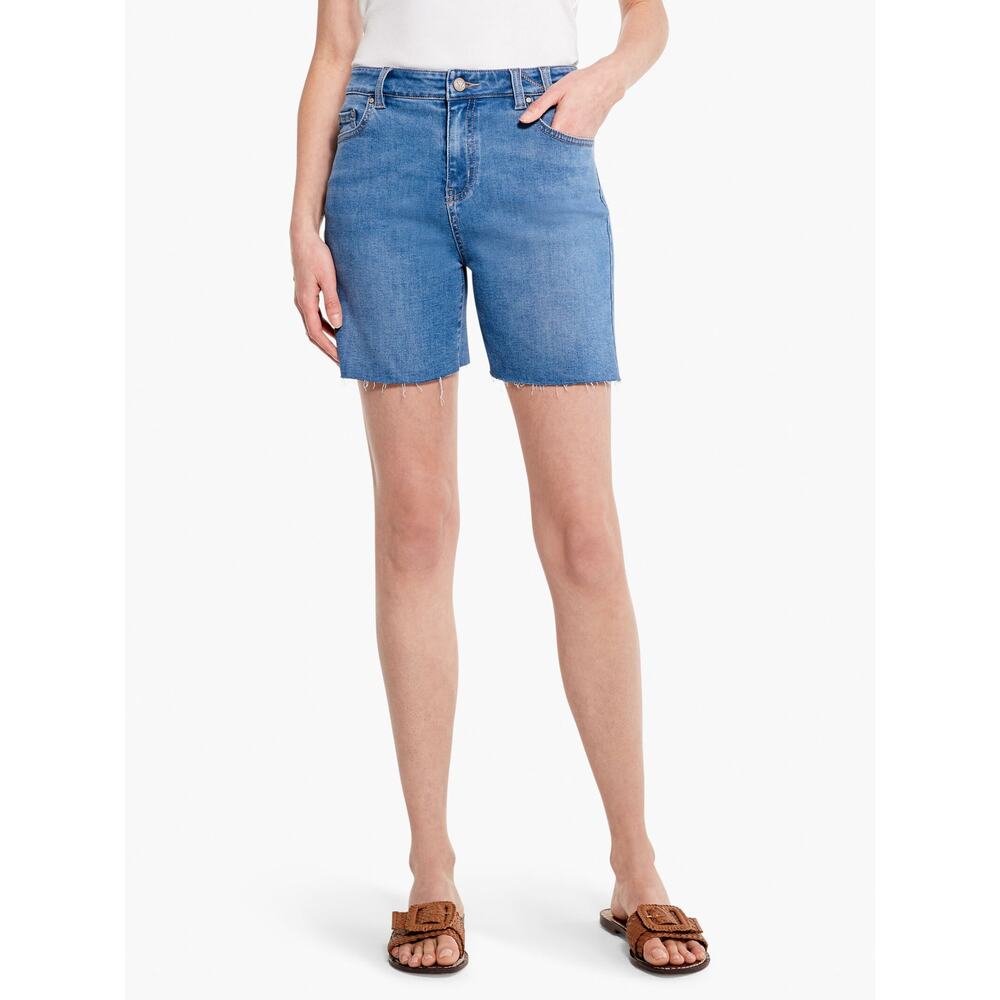 Nic & Zoe Mid Rise Relaxed Fit Denim Jean Shorts 28 Raw Hem Casual Streetwear